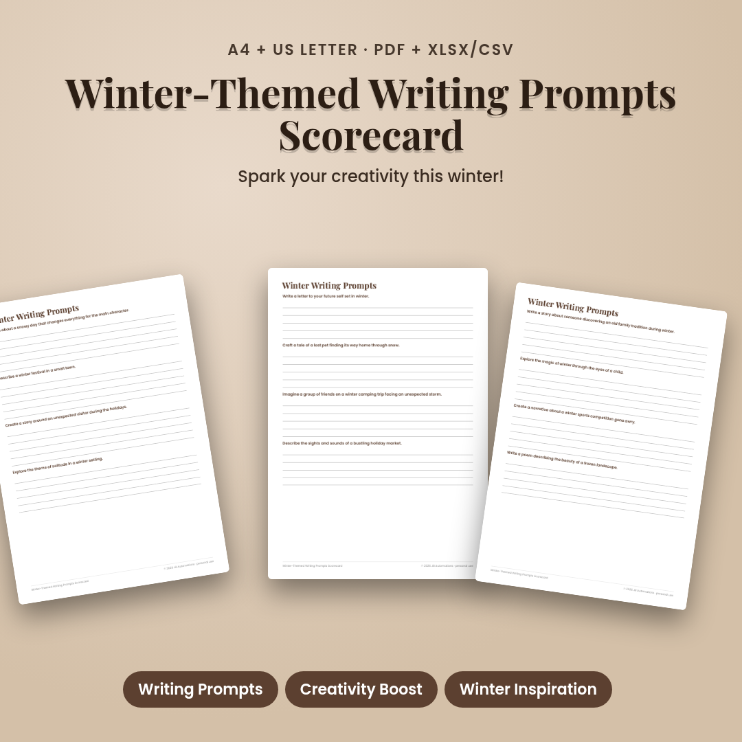 Winter-Themed Writing Prompts Scorecard