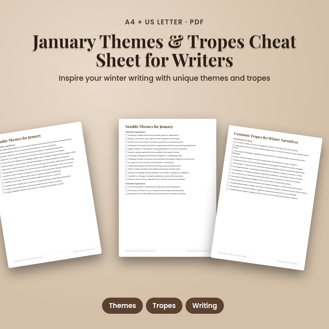 January Themes &amp; Tropes Cheat Sheet for Writers