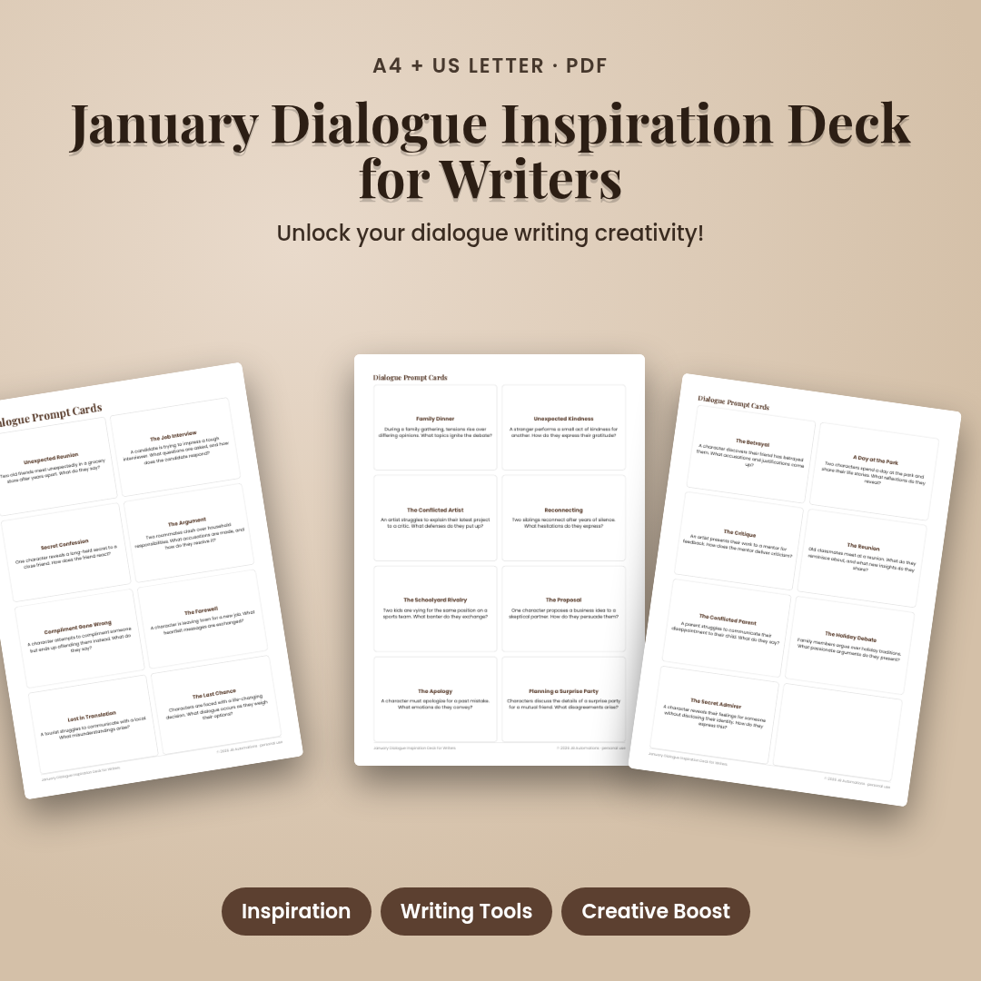 January Dialogue Inspiration Deck for Writers