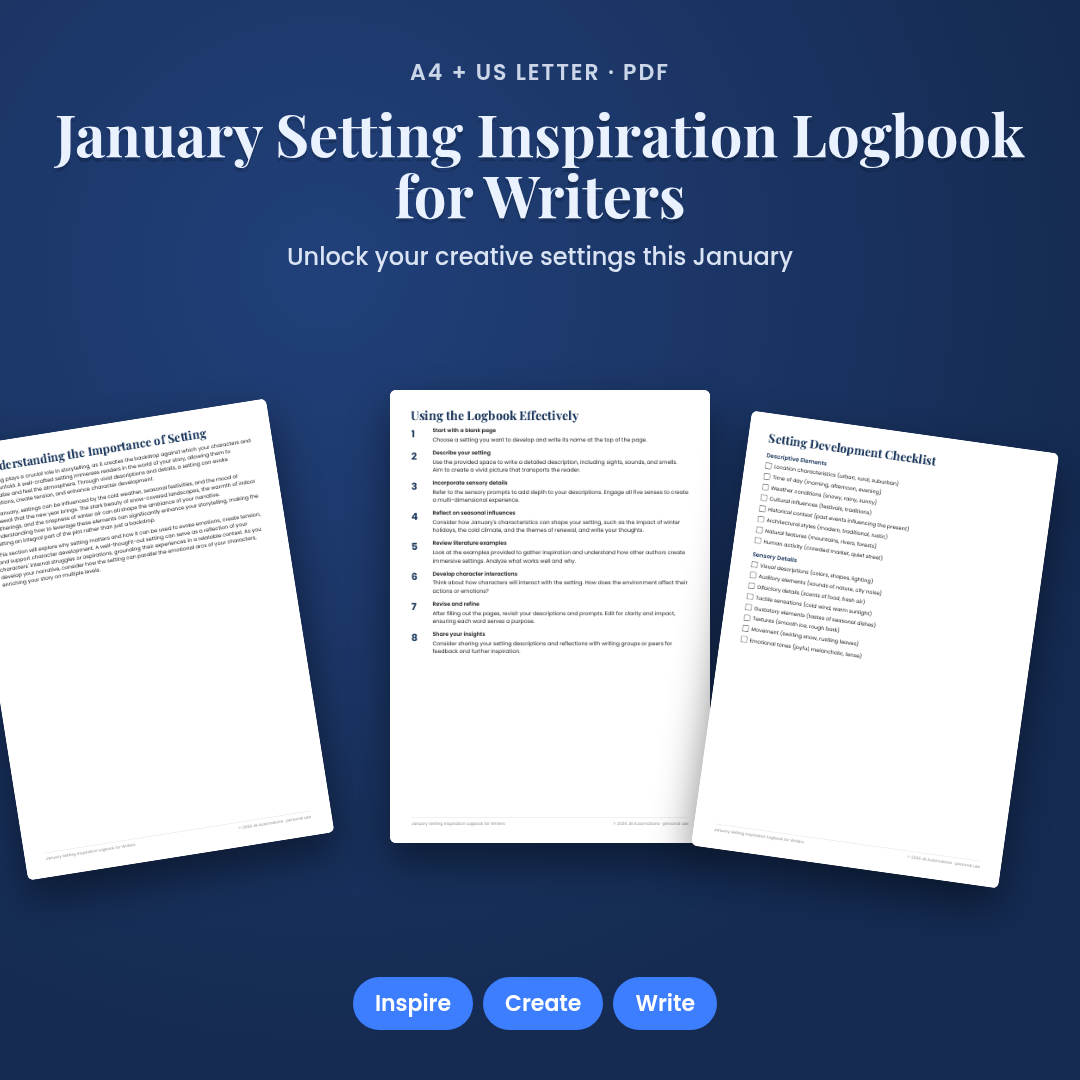 January Setting Inspiration Logbook for Writers