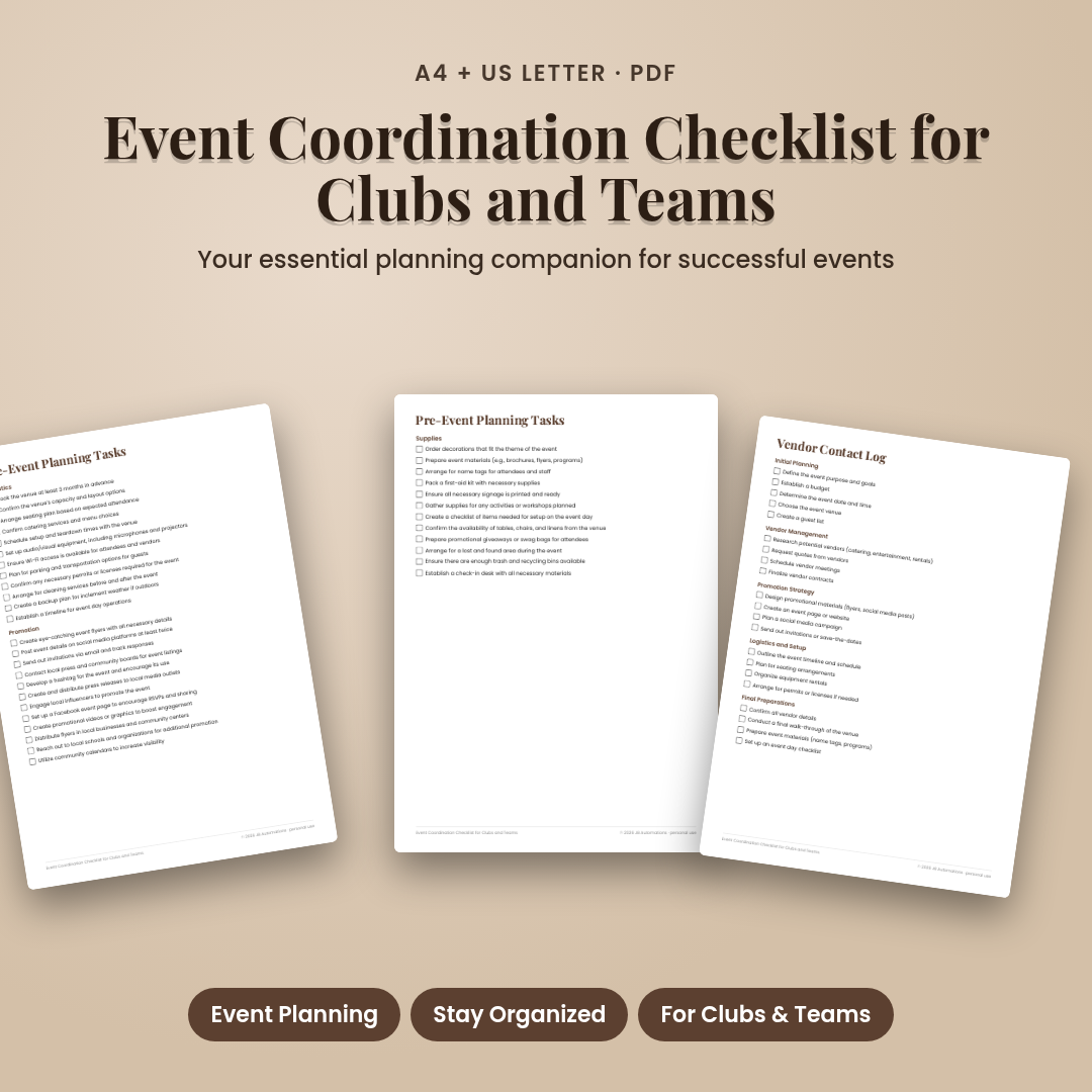 Event Coordination Checklist for Clubs and Teams