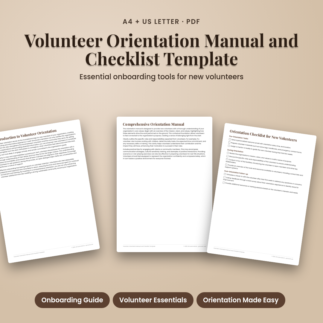 Volunteer Orientation Manual and Checklist Template