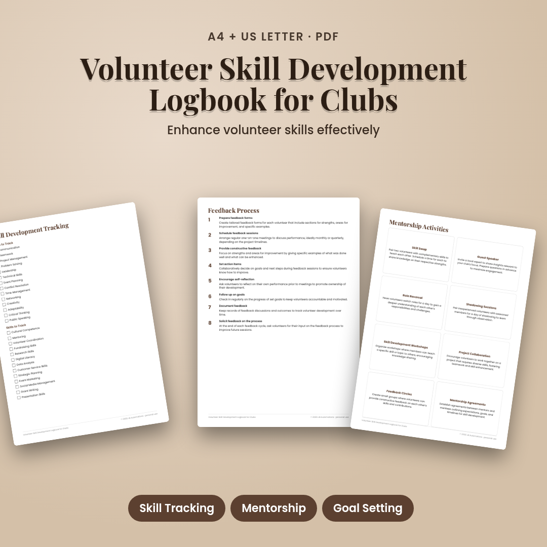 Volunteer Skill Development Logbook for Clubs