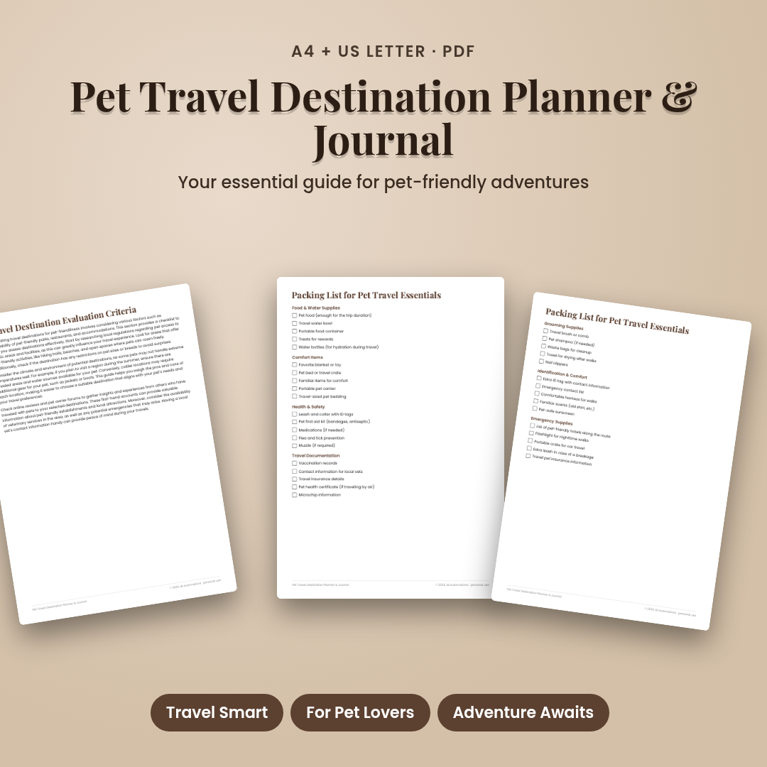 Pet Travel Destination Planner & Journal