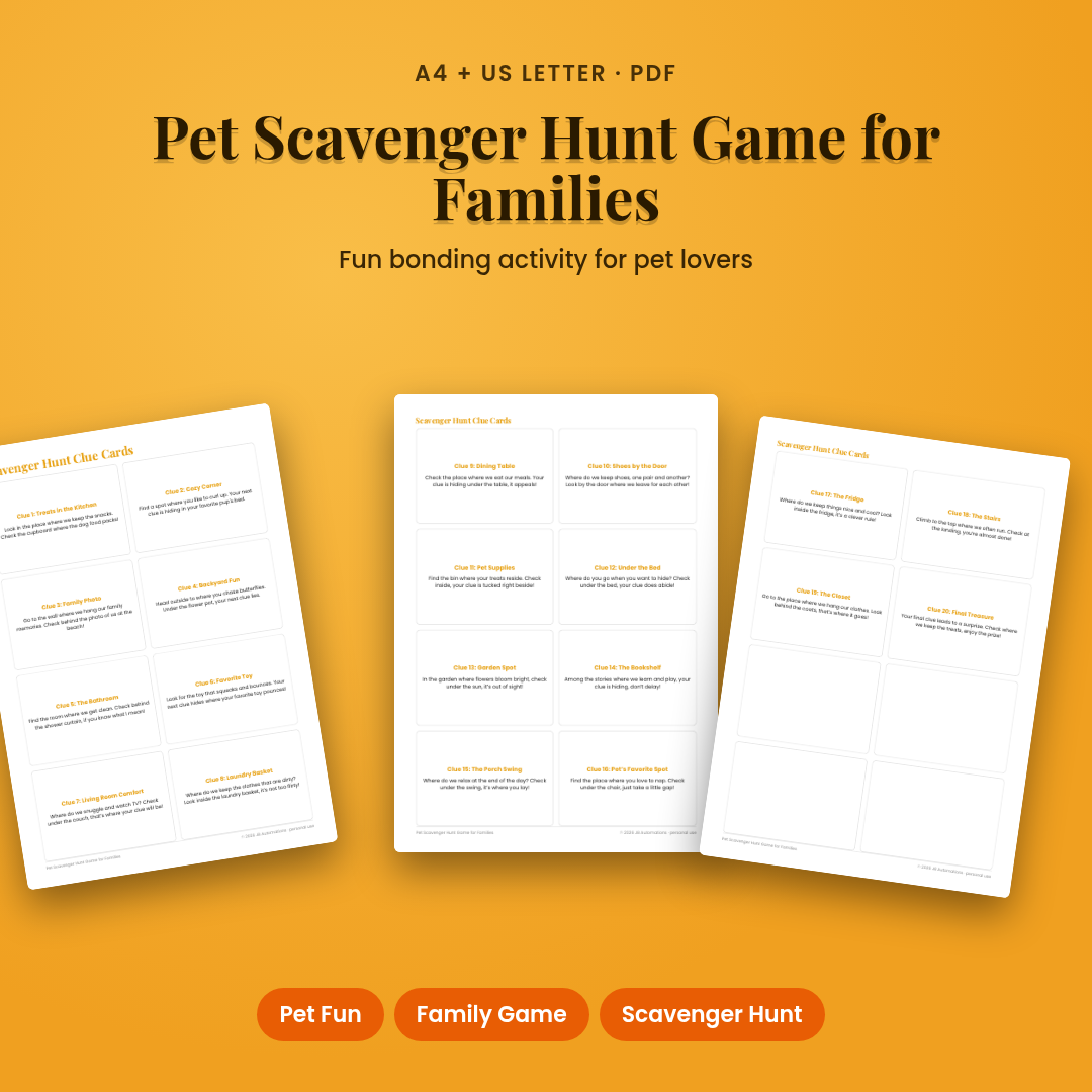 Pet Scavenger Hunt Game for Families