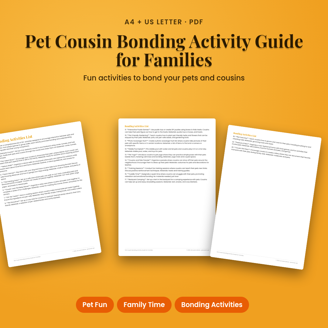 Pet Cousin Bonding Activity Guide for Families