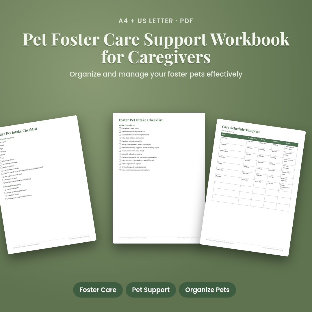 Pet Foster Care Support Workbook for Caregivers