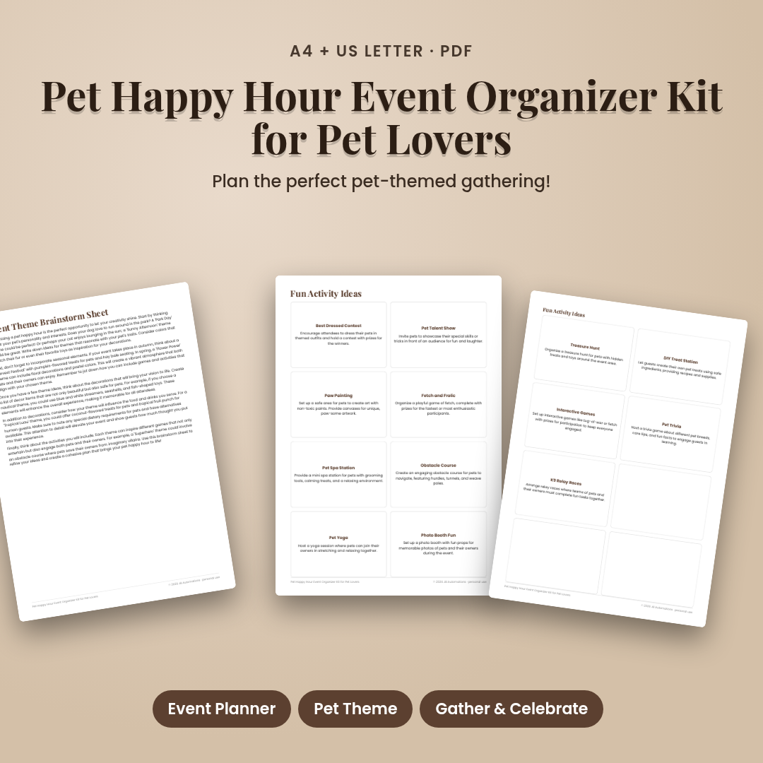 Pet Happy Hour Event Organizer Kit for Pet Lovers