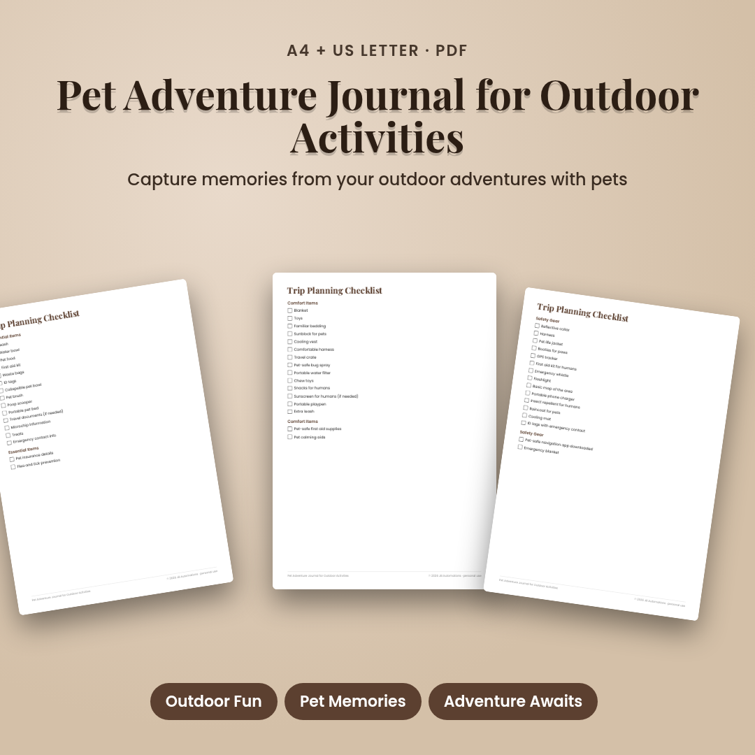 Pet Adventure Journal for Outdoor Activities