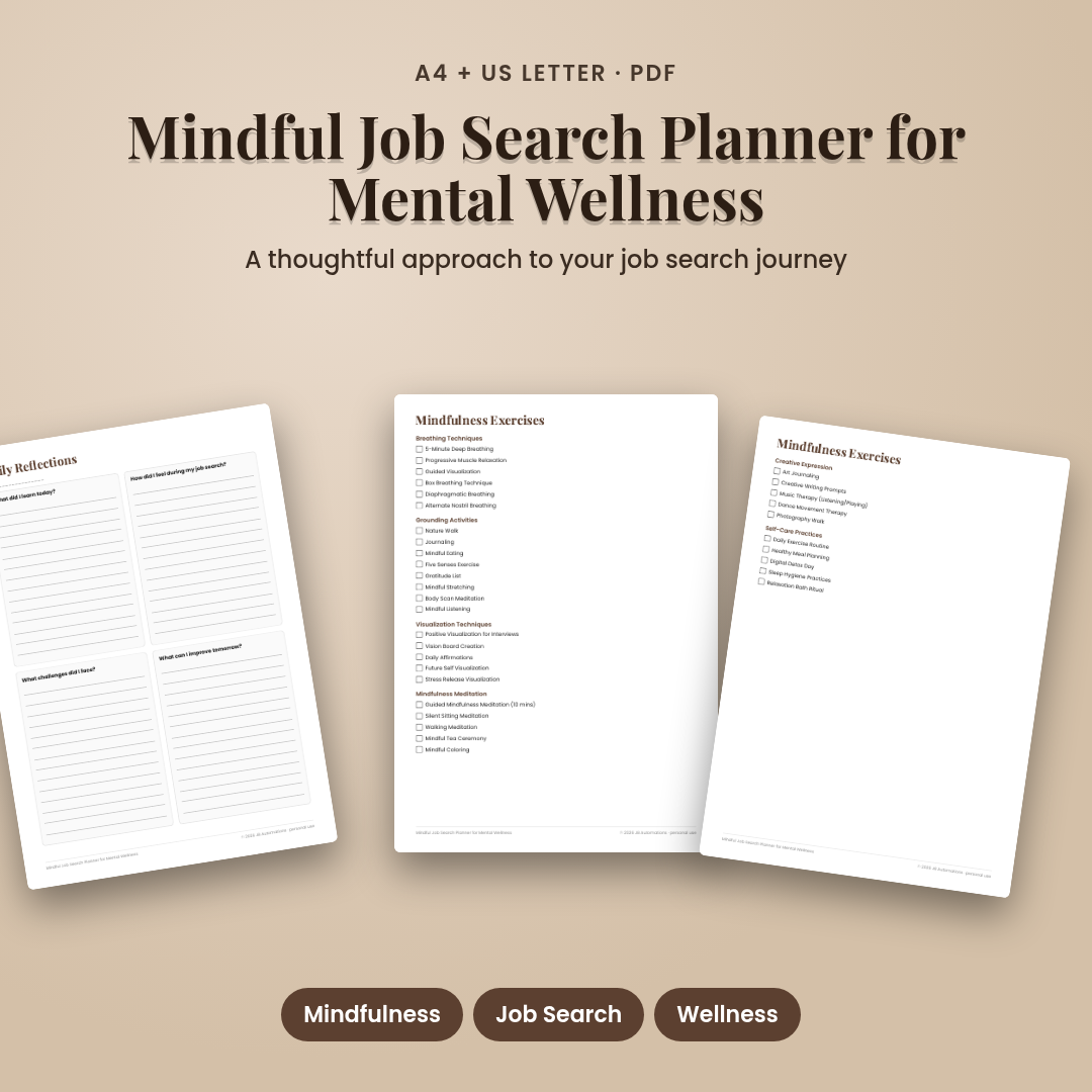 Mindful Job Search Planner for Mental Wellness