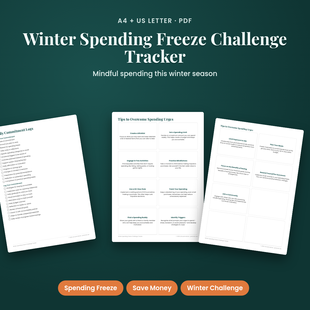 Winter Spending Freeze Challenge Tracker