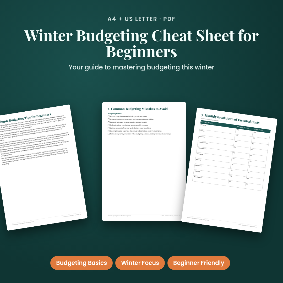 Winter Budgeting Cheat Sheet for Beginners