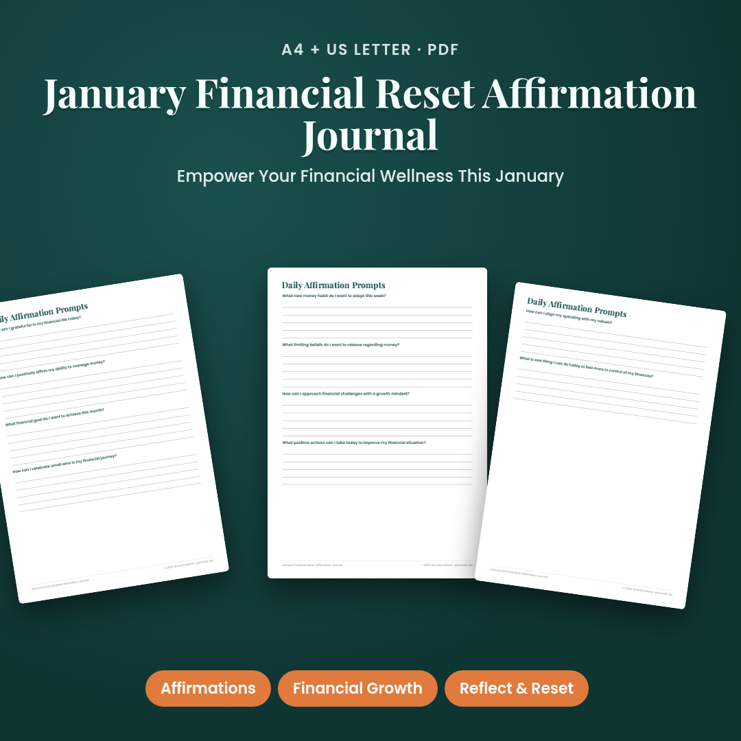 January Financial Reset Affirmation Journal