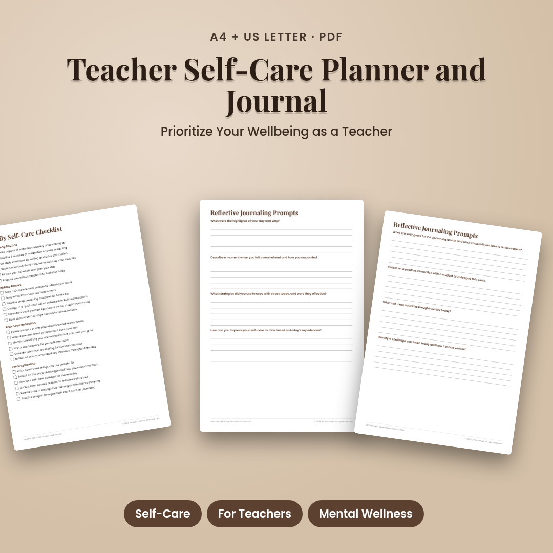 Teacher Self-Care Planner and Journal