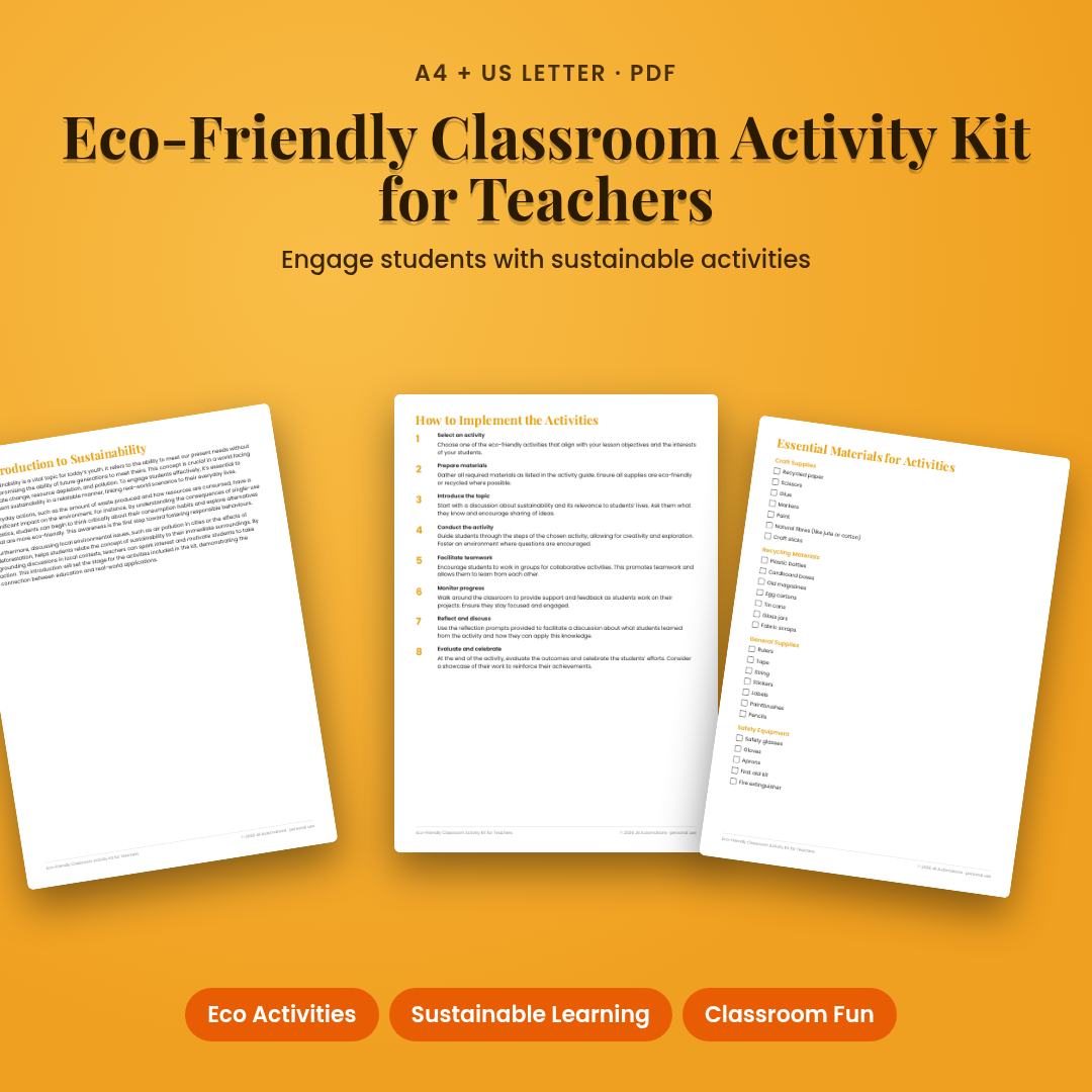 Eco-Friendly Classroom Activity Kit for Teachers