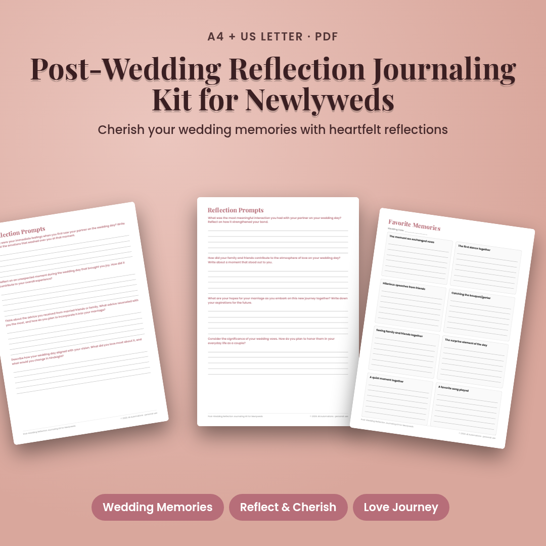 Post-Wedding Reflection Journaling Kit for Newlyweds
