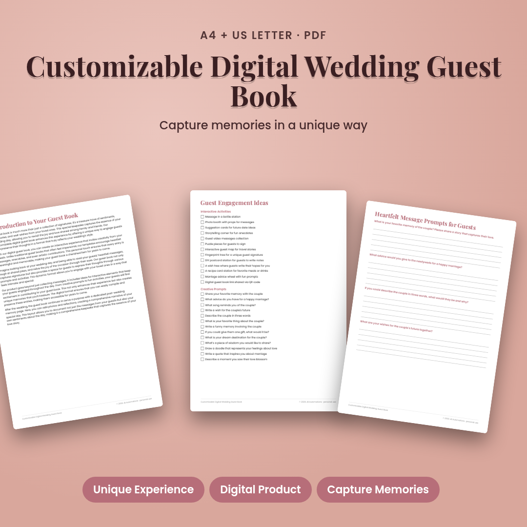 Customizable Digital Wedding Guest Book