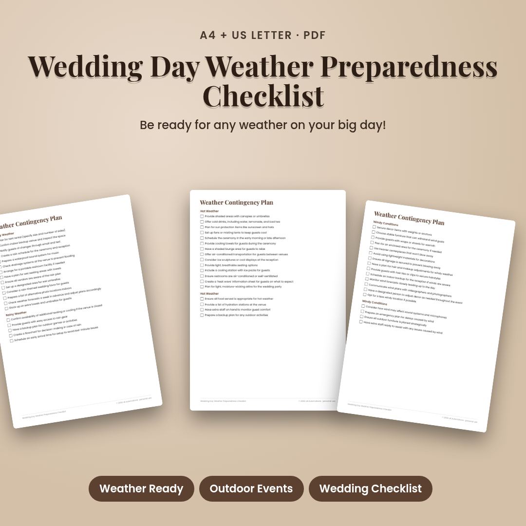 Wedding Day Weather Preparedness Checklist