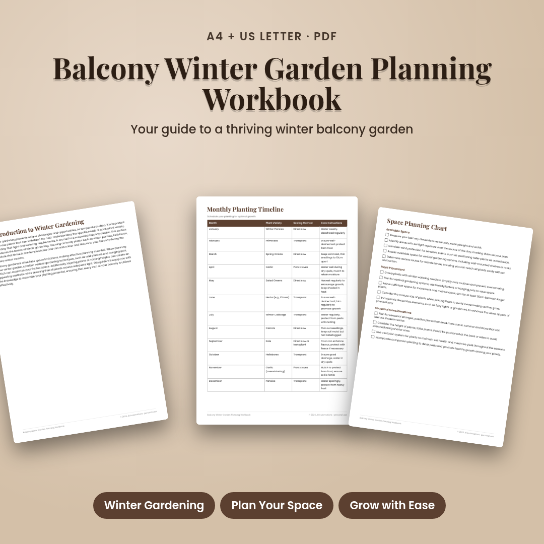 Balcony Winter Garden Planning Workbook