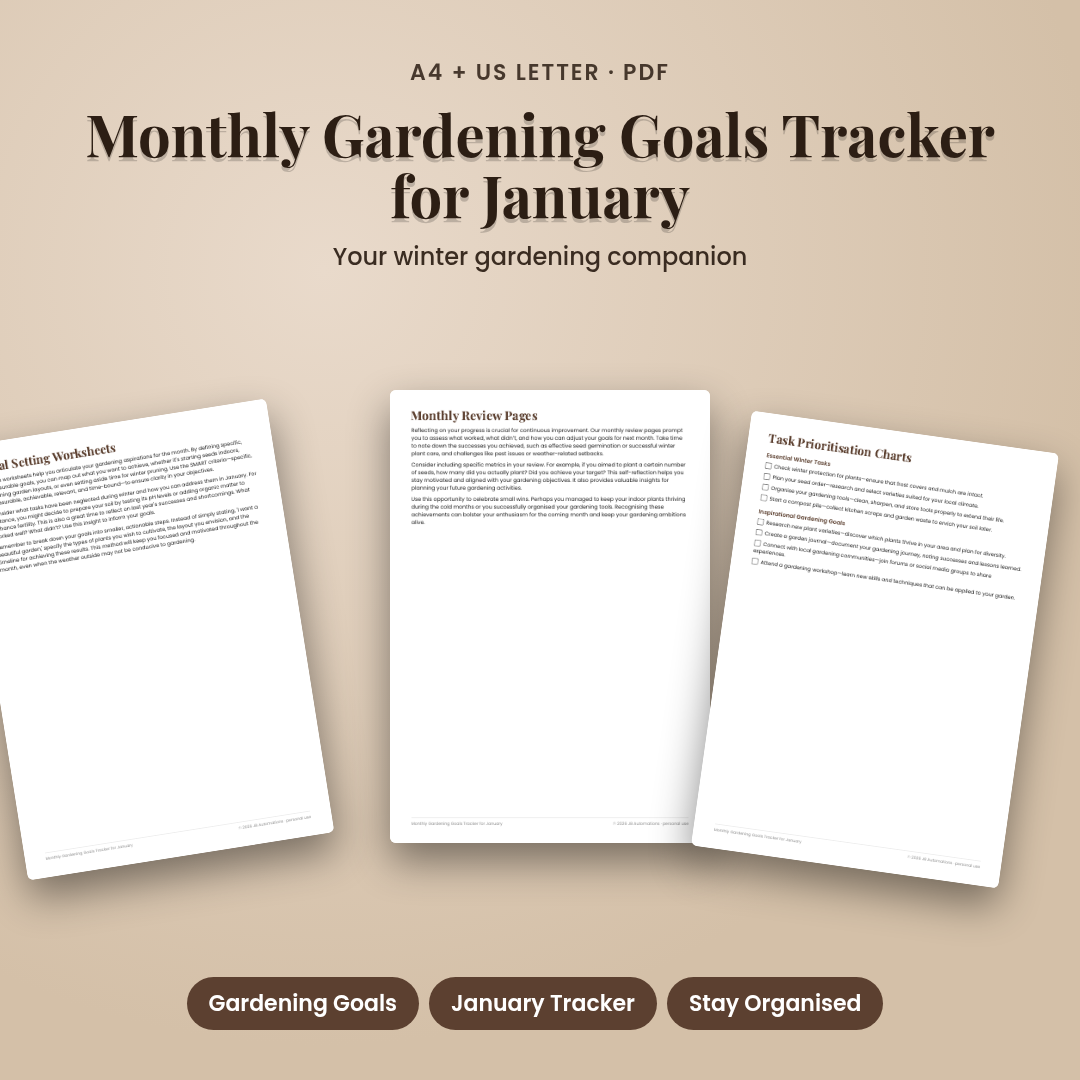 Monthly Gardening Goals Tracker for January