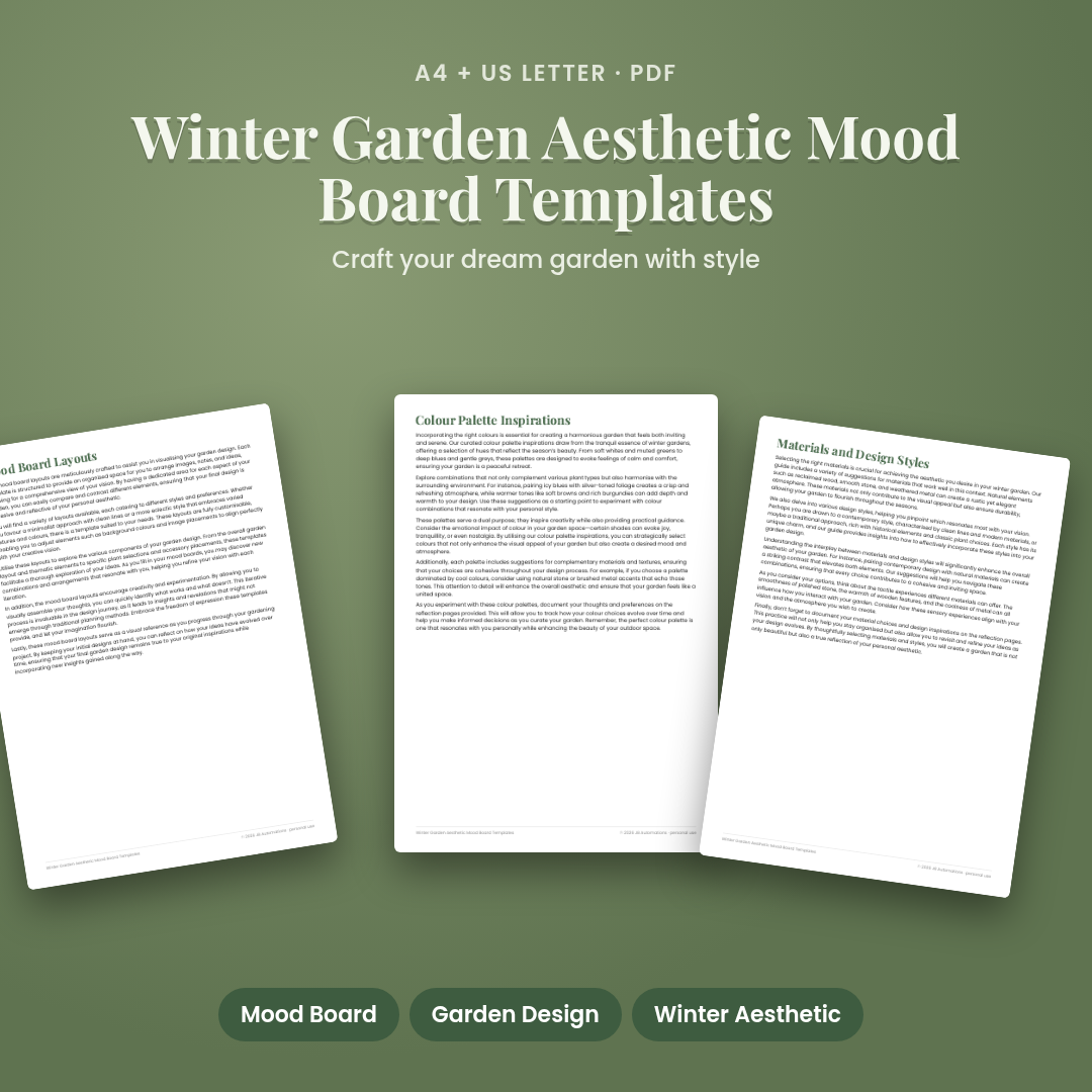 Winter Garden Aesthetic Mood Board Templates