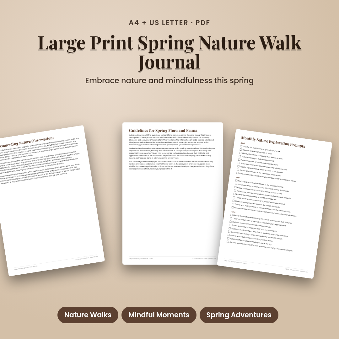 Large Print Spring Nature Walk Journal