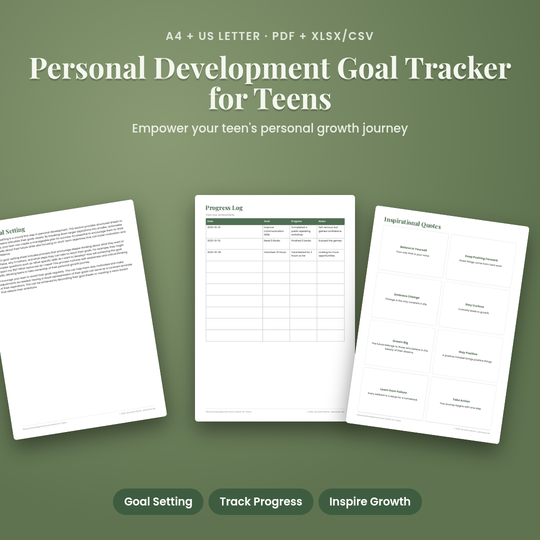 Personal Development Goal Tracker for Teens