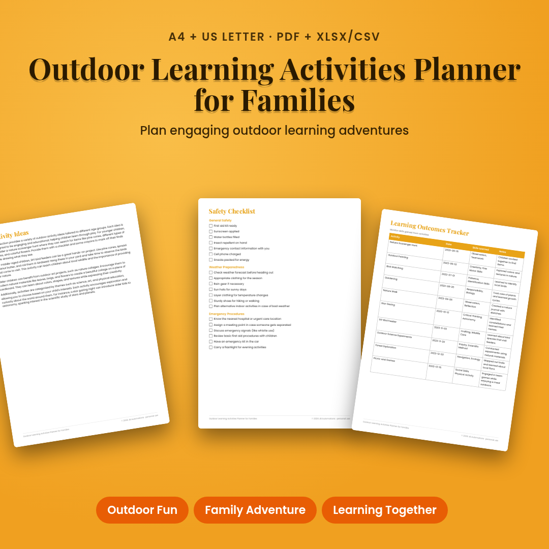 Outdoor Learning Activities Planner for Families