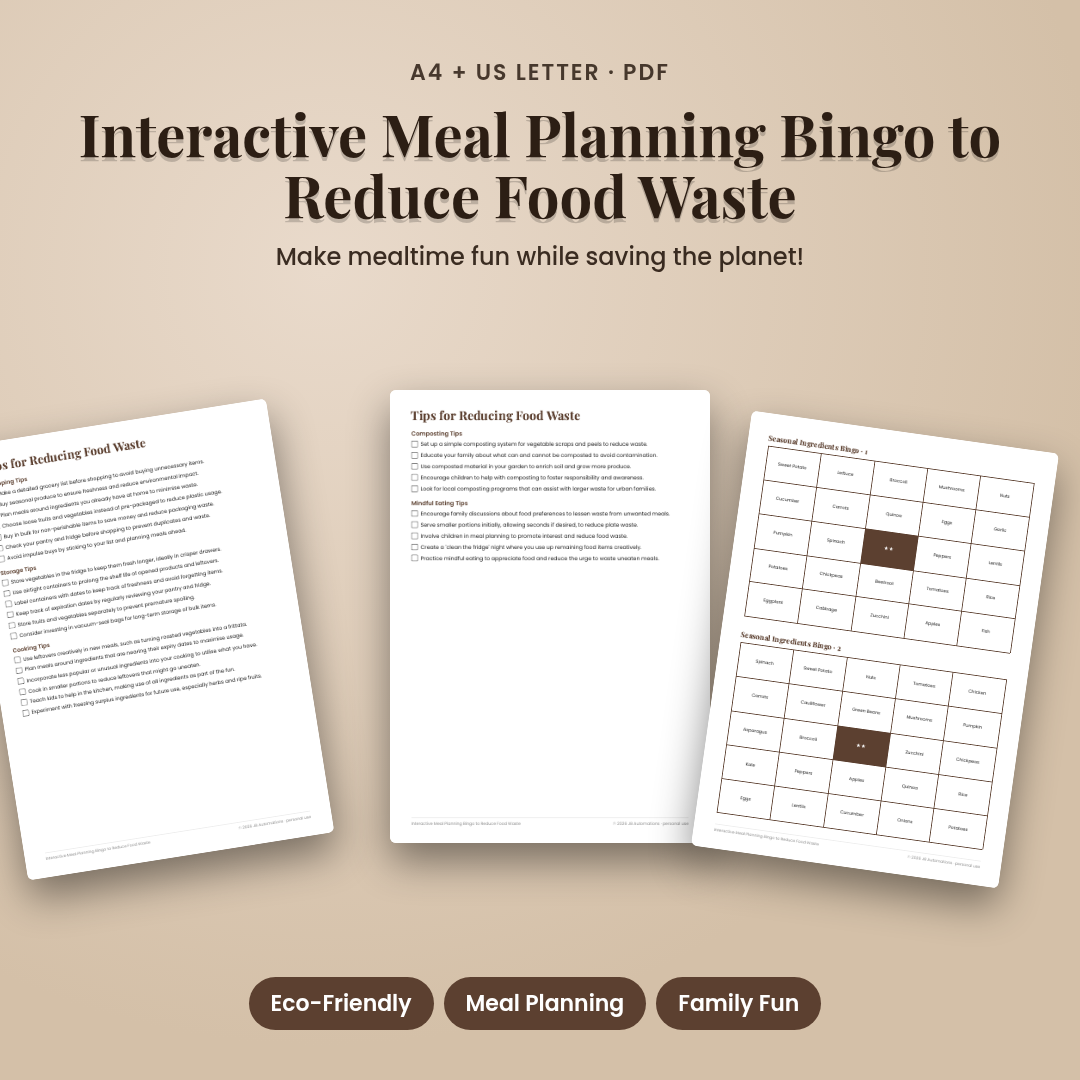 Interactive Meal Planning Bingo to Reduce Food Waste