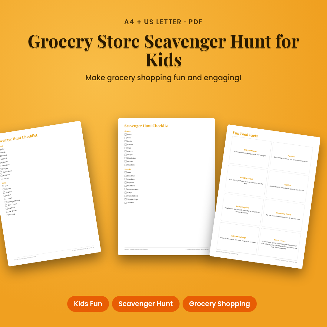 Grocery Store Scavenger Hunt for Kids