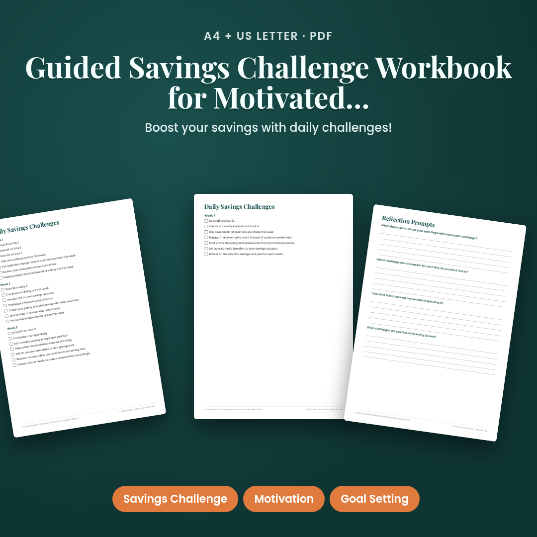 Guided Savings Challenge Workbook for Motivated Savers