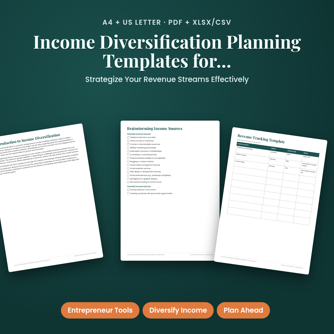 Income Diversification Planning Templates for Entrepreneurs