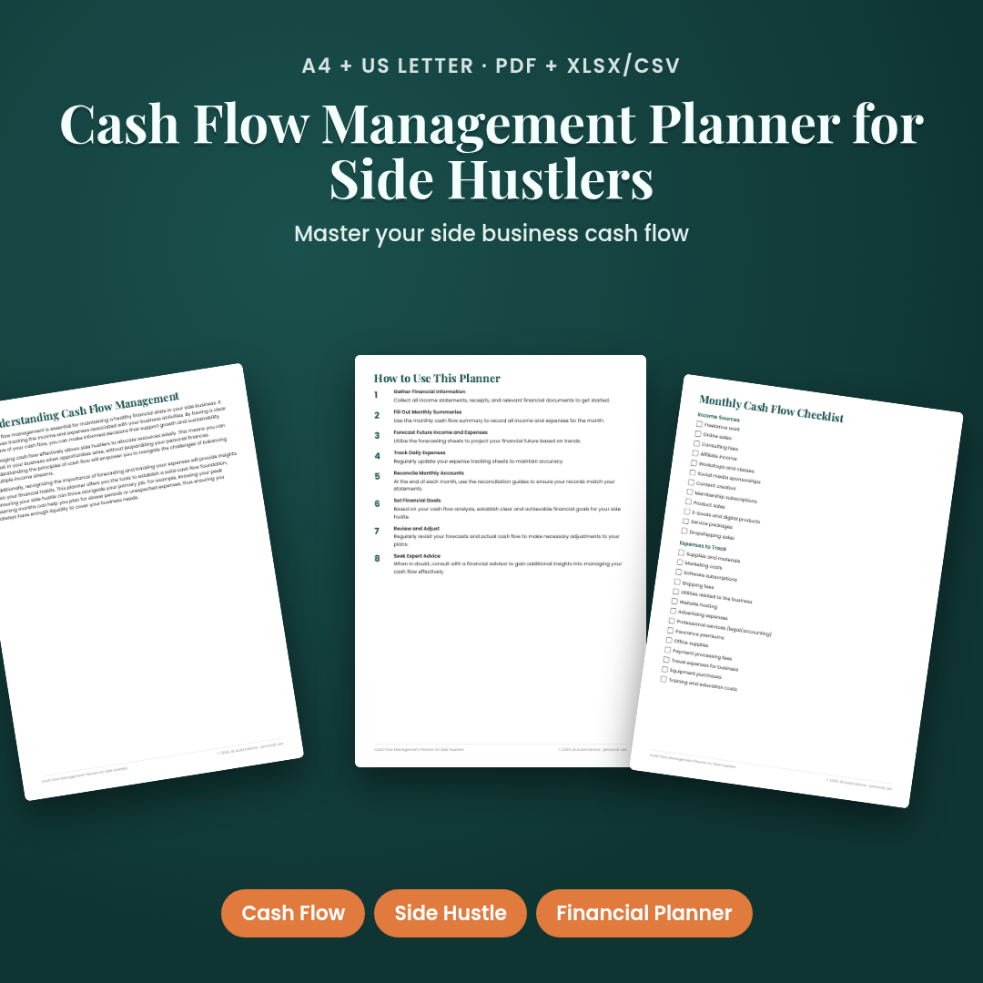 Cash Flow Management Planner for Side Hustlers