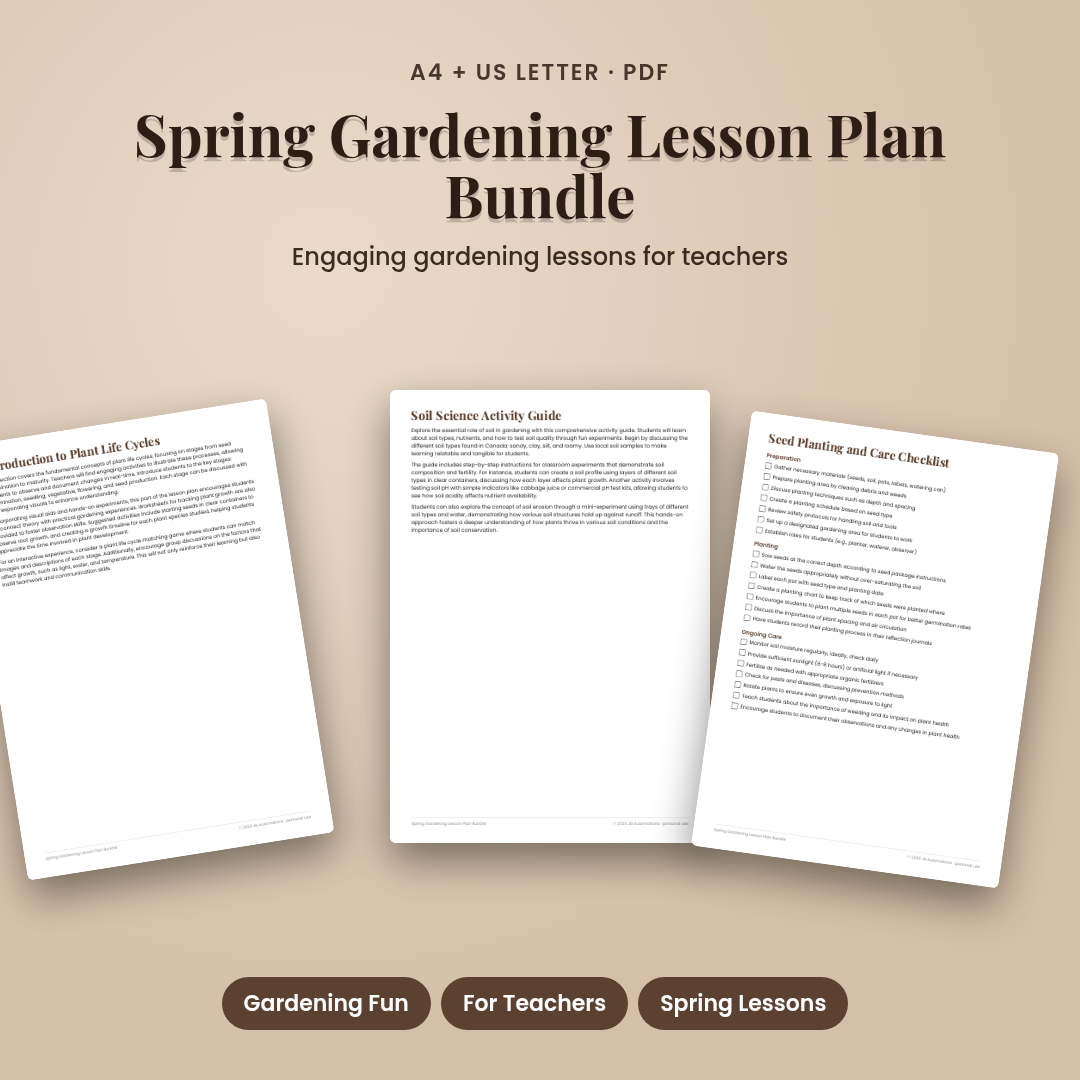 Spring Gardening Lesson Plan Bundle