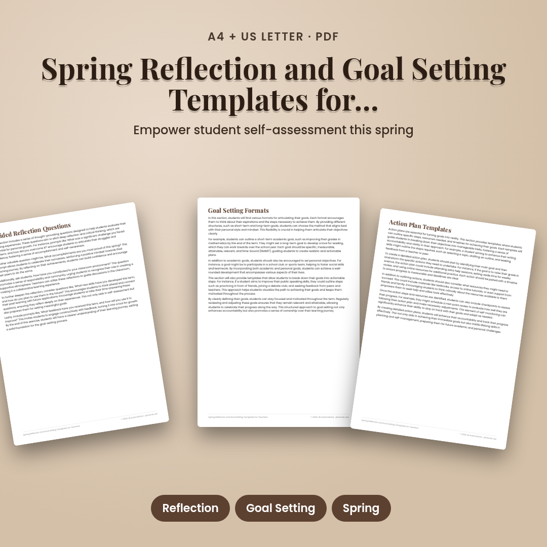 Spring Reflection and Goal Setting Templates for Teachers