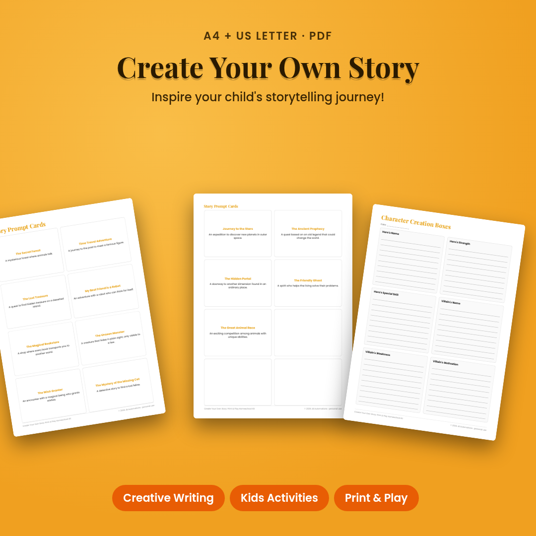 Create Your Own Story: Print & Play Homeschool Kit