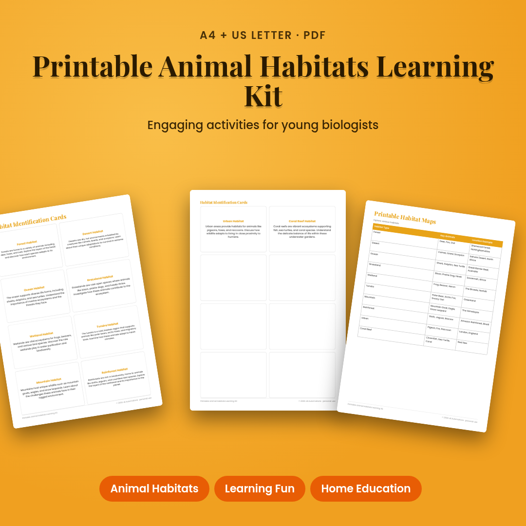 Printable Animal Habitats Learning Kit
