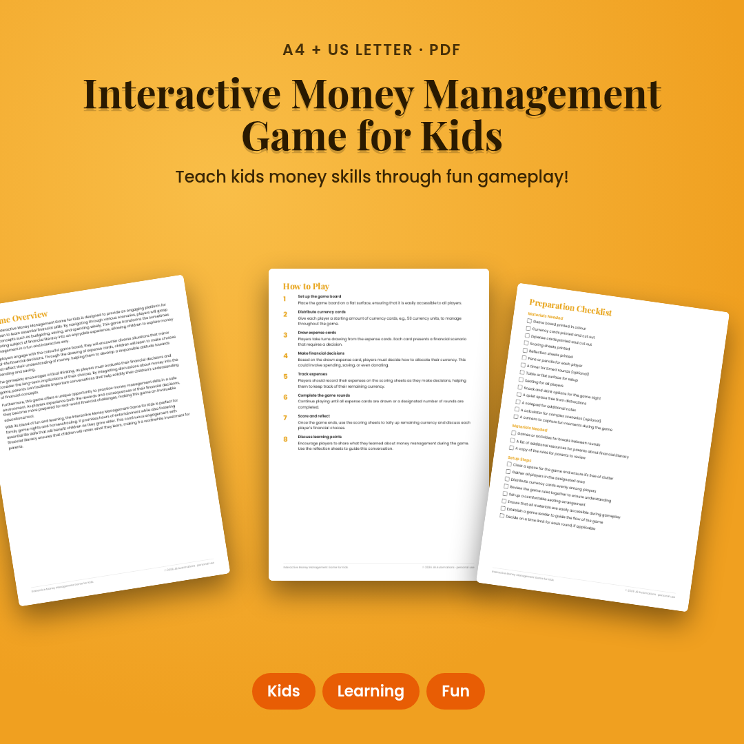Interactive Money Management Game for Kids