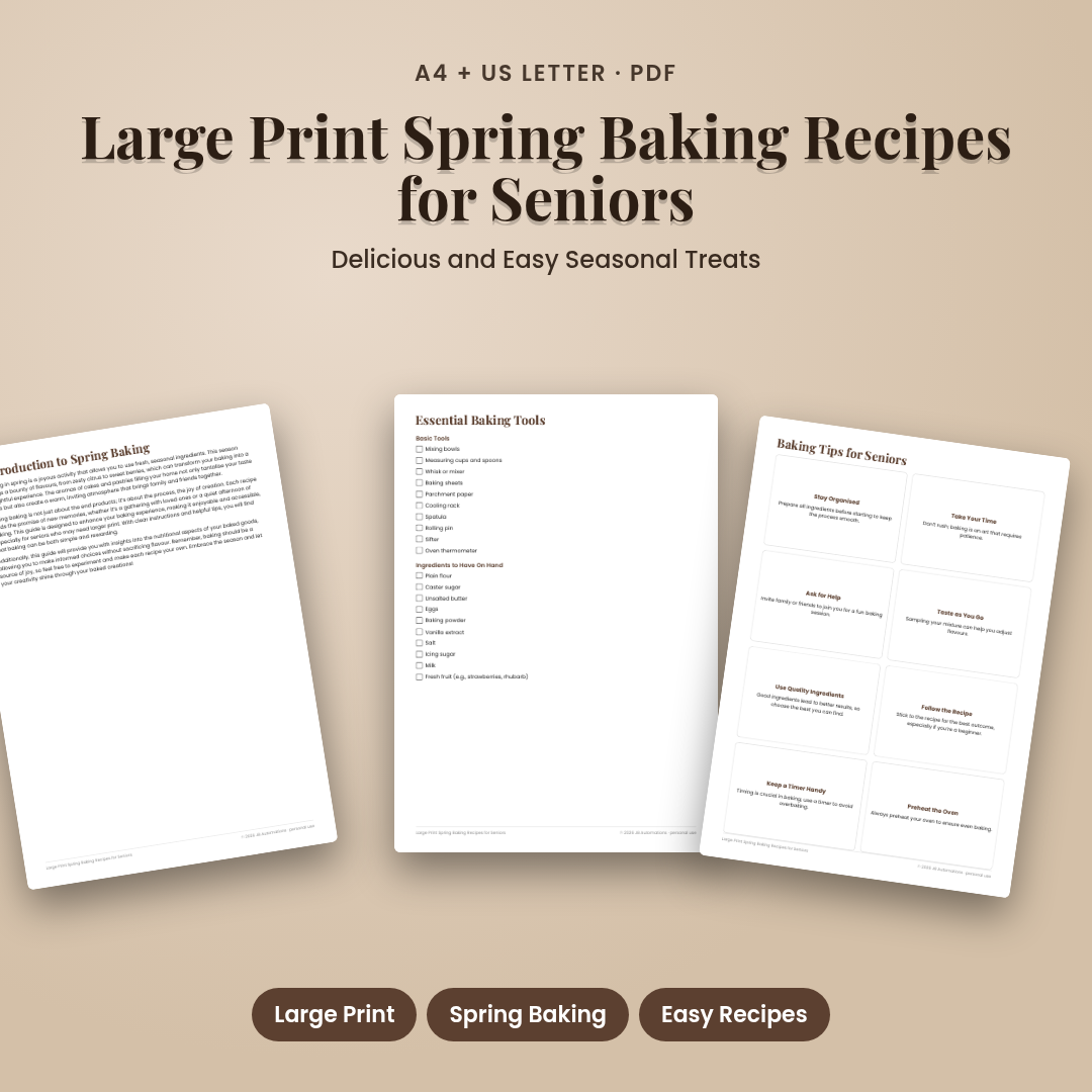 Large Print Spring Baking Recipes for Seniors