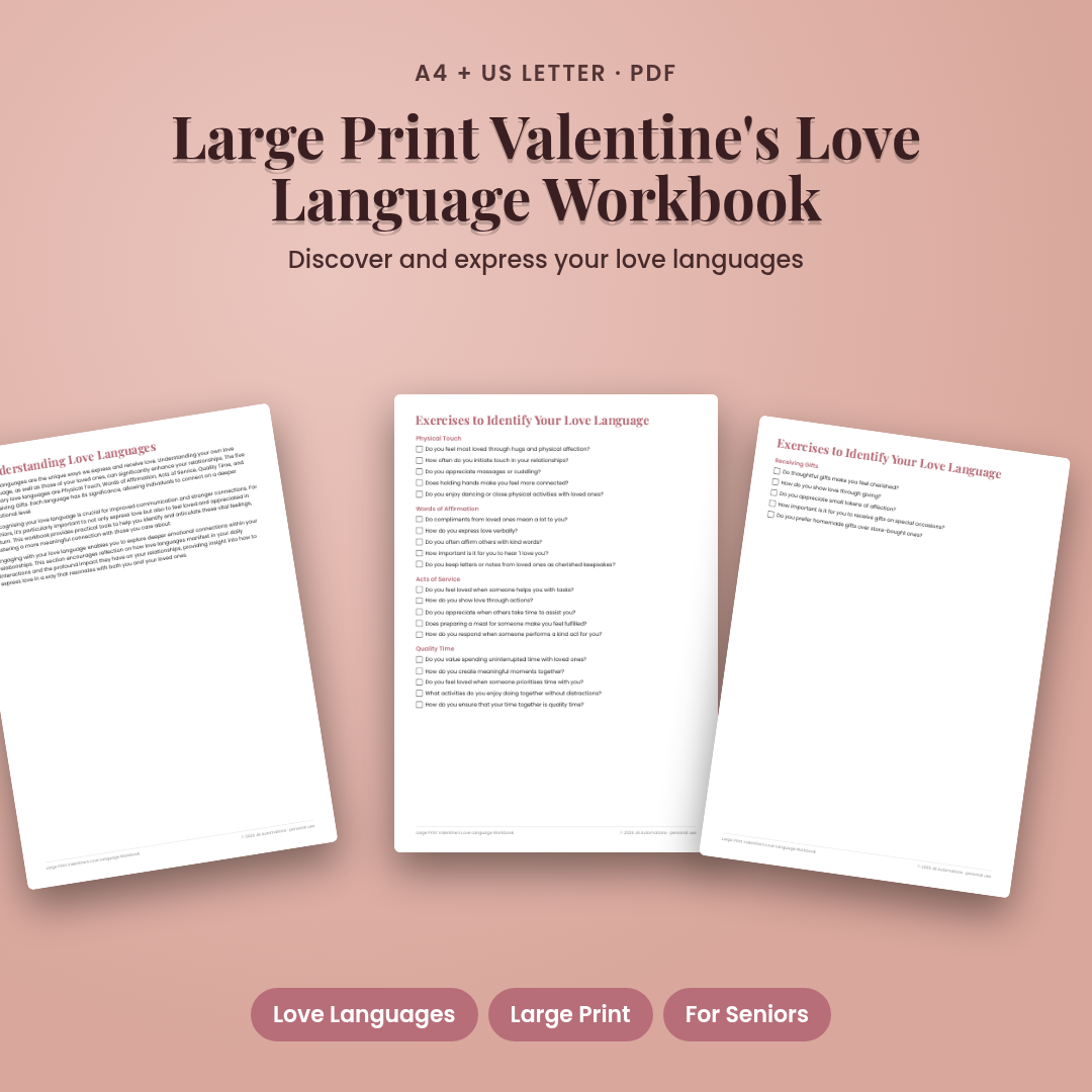 Large Print Valentine's Love Language Workbook