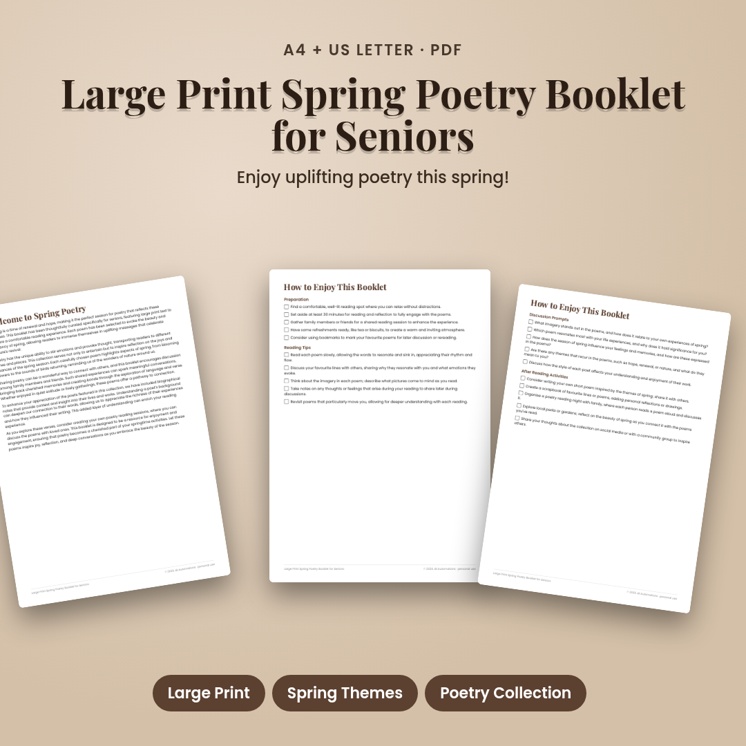 Large Print Spring Poetry Booklet for Seniors