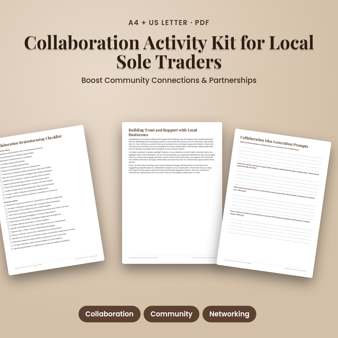 Collaboration Activity Kit for Local Sole Traders