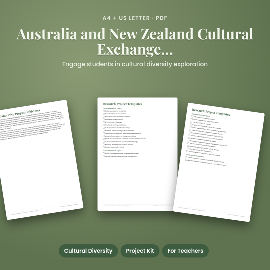 Australia and New Zealand Cultural Exchange Project Kit