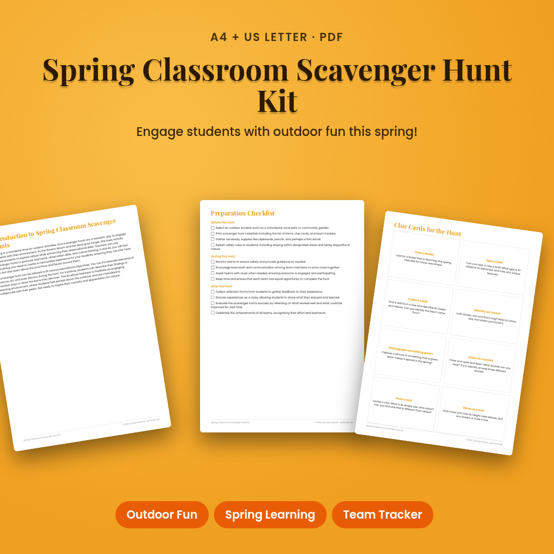 Spring Classroom Scavenger Hunt Kit