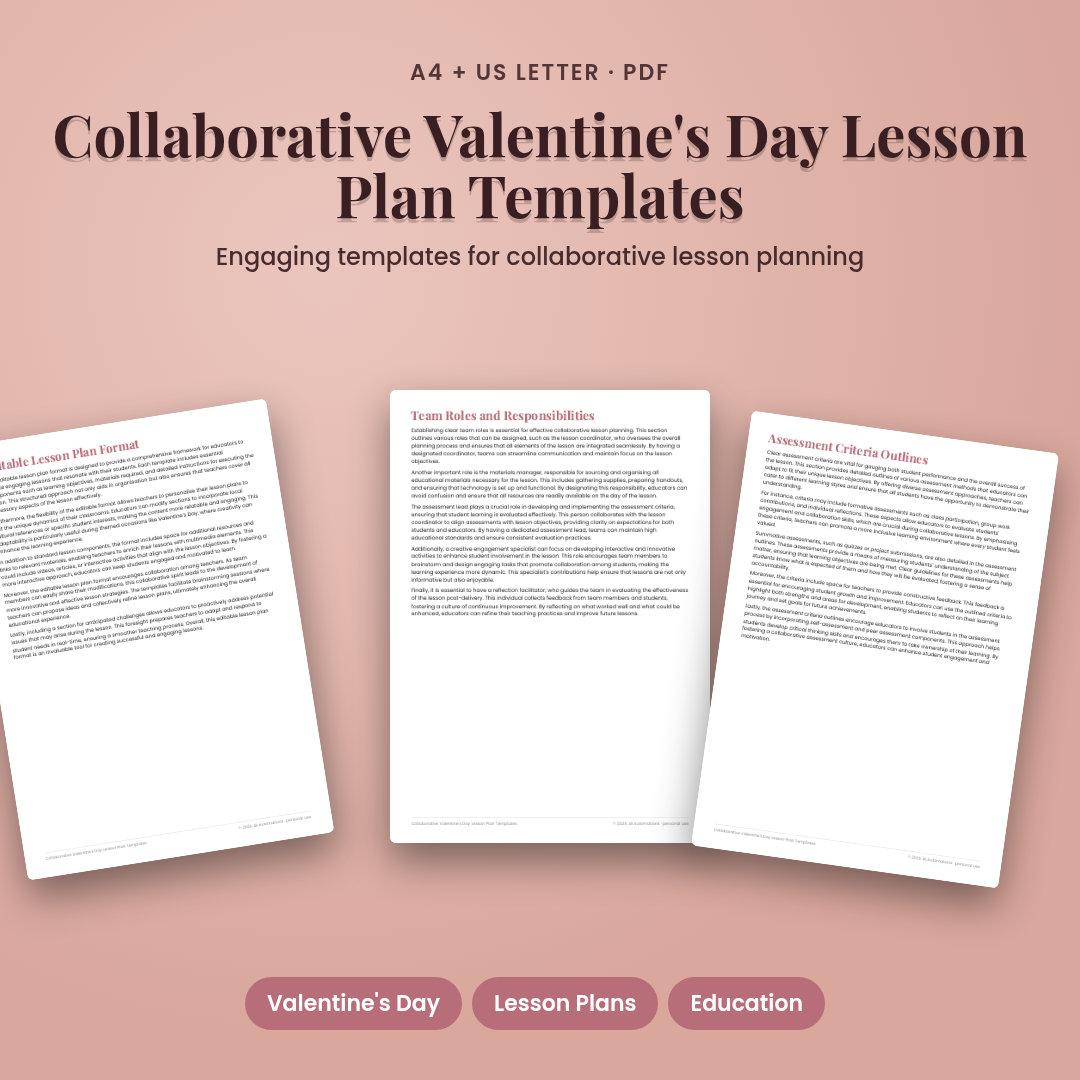 Collaborative Valentine's Day Lesson Plan Templates