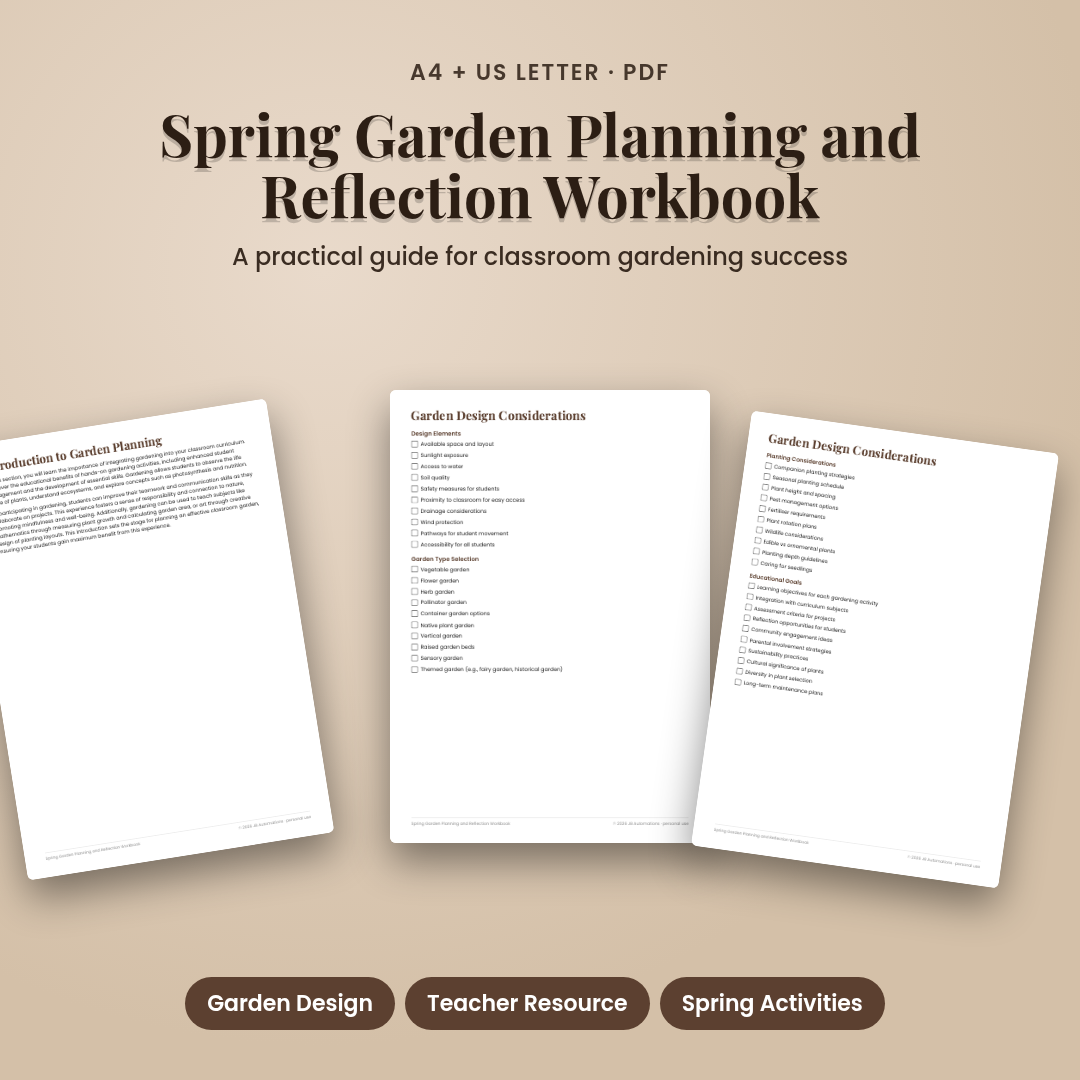 Spring Garden Planning and Reflection Workbook