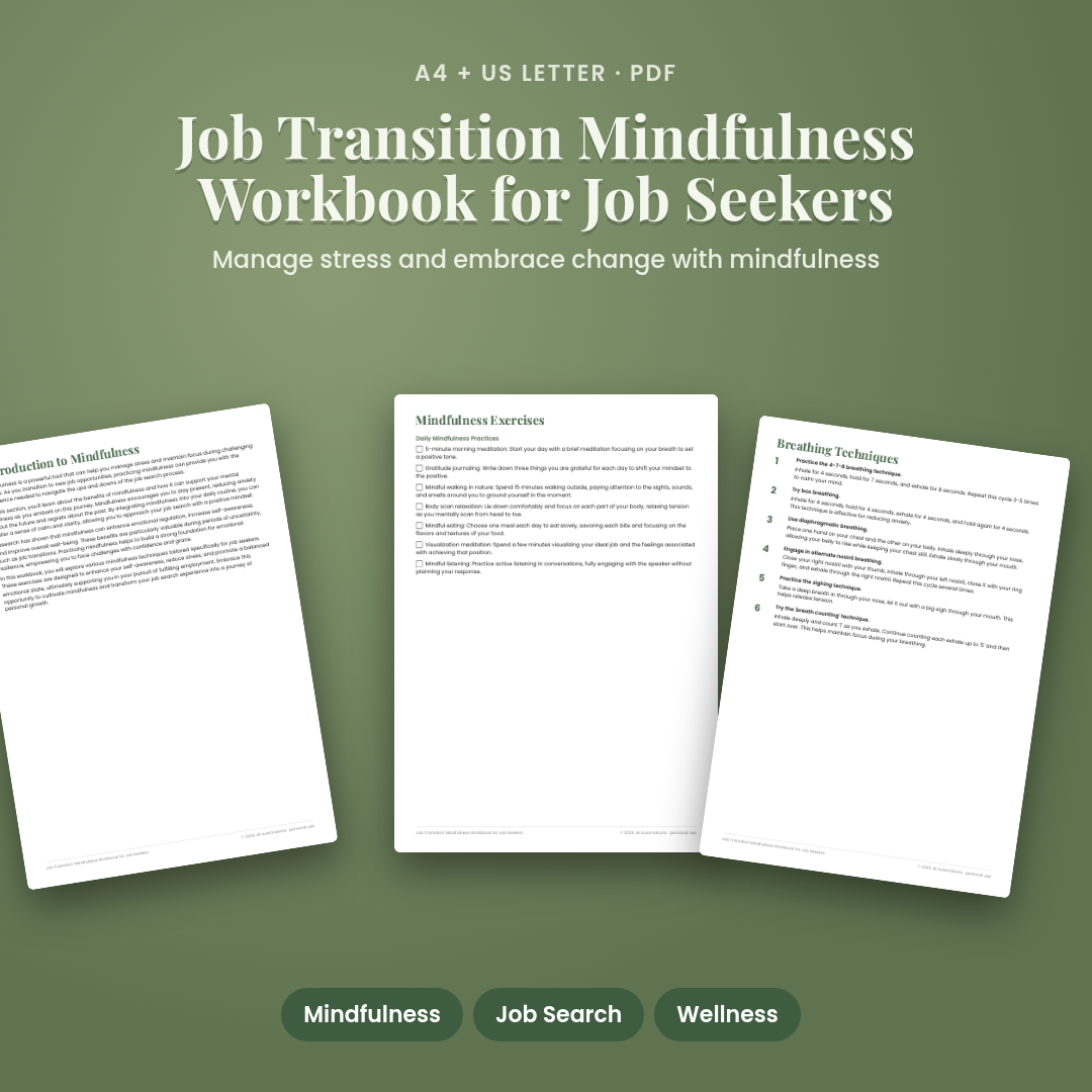 Job Transition Mindfulness Workbook for Job Seekers