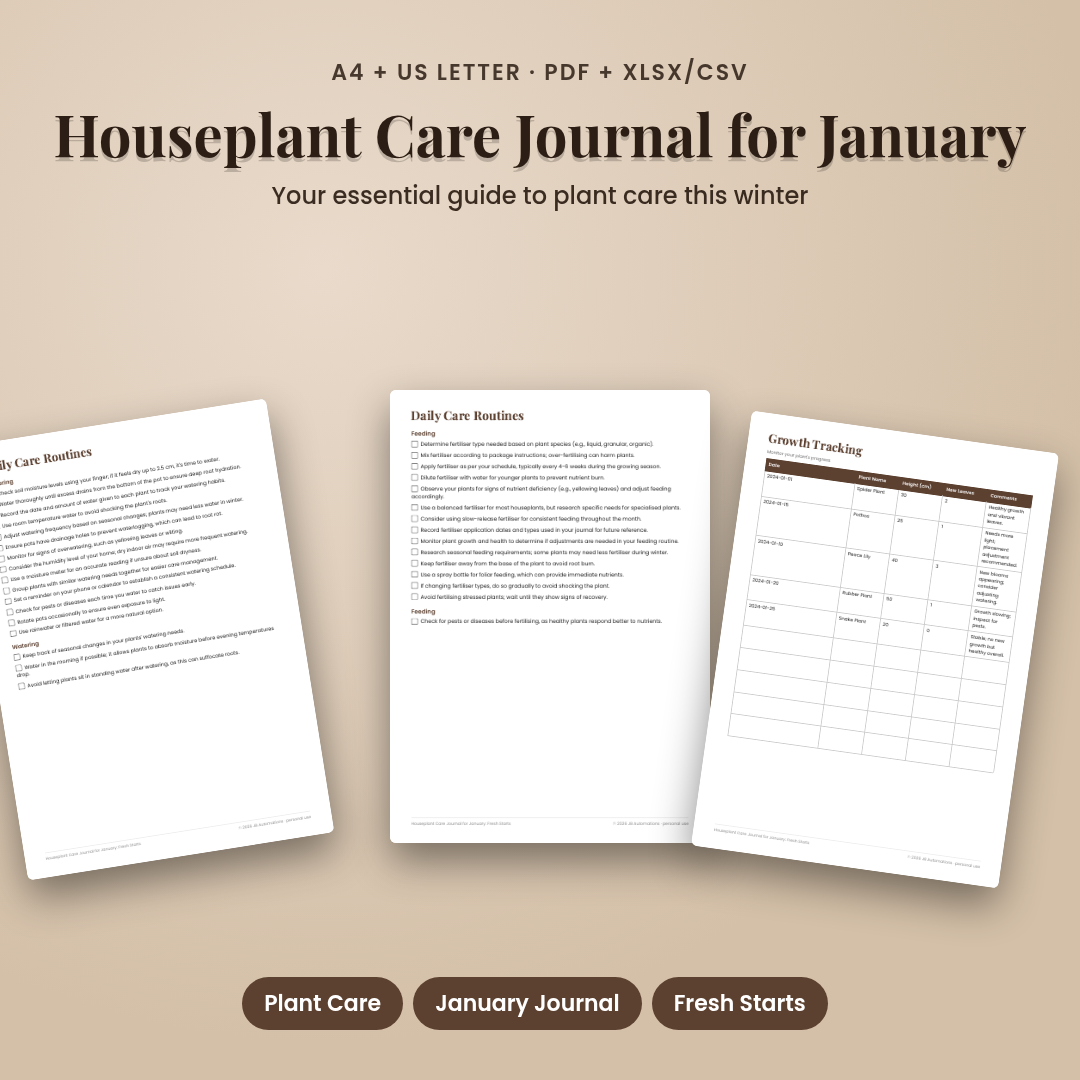 Houseplant Care Journal for January: Fresh Starts