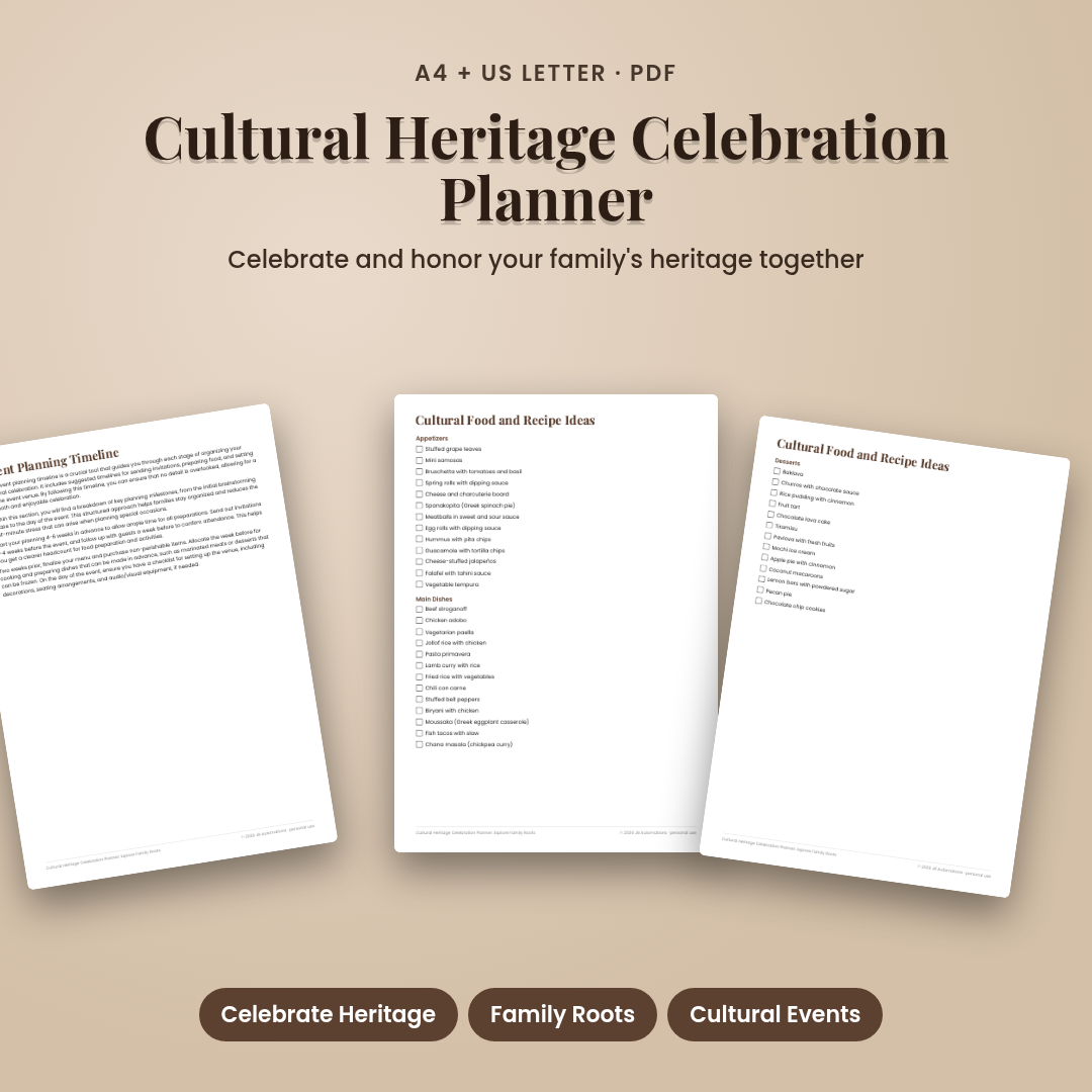 Cultural Heritage Celebration Planner: Explore Family Roots