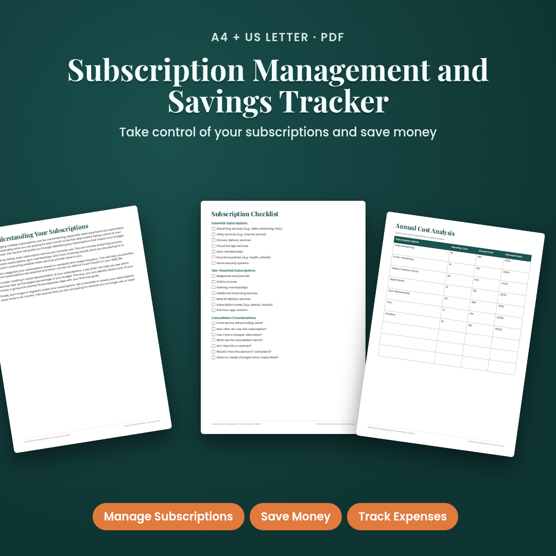 Subscription Management and Savings Tracker